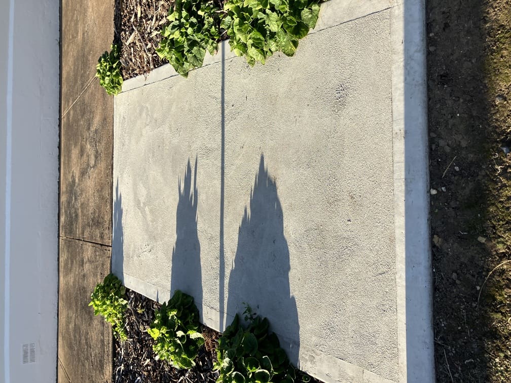Concrete footpath example beside a landscaped area