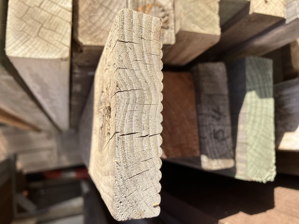 Stacked timber prepared for a deck build